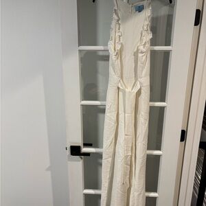 Elegant Cream Ruffle Jumpsuit